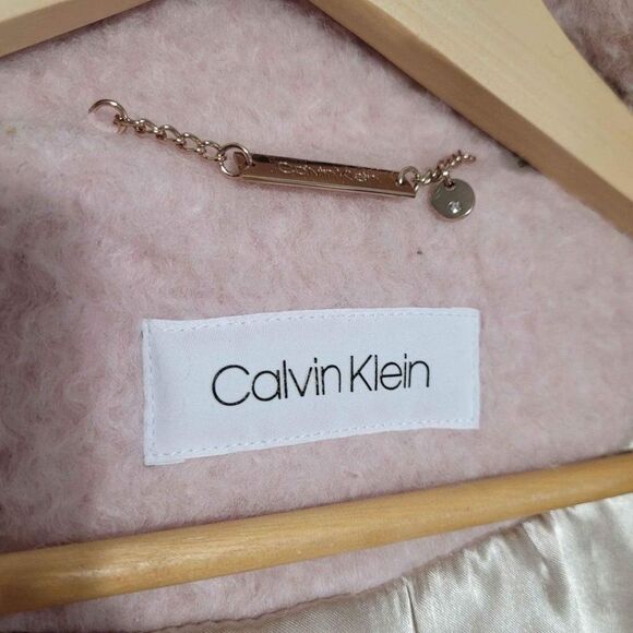 Calvin Klein Faux-Fur-Trimmed Asymmetrical Walker Coat-Size Large - Picture 6 of 10